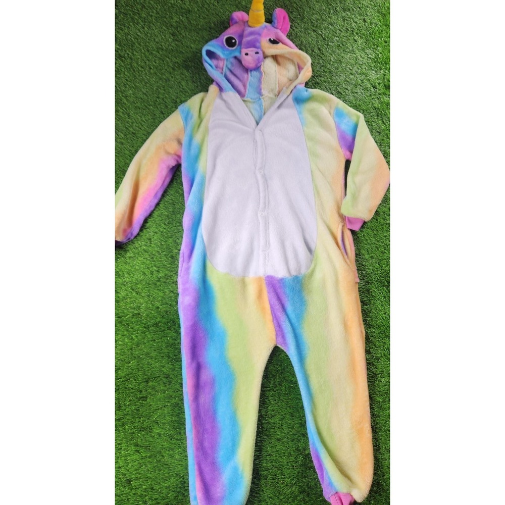One Piece Pajamas Kids 7-8 Years Multicolor Unicorn Fleece‎ Hooded Suit